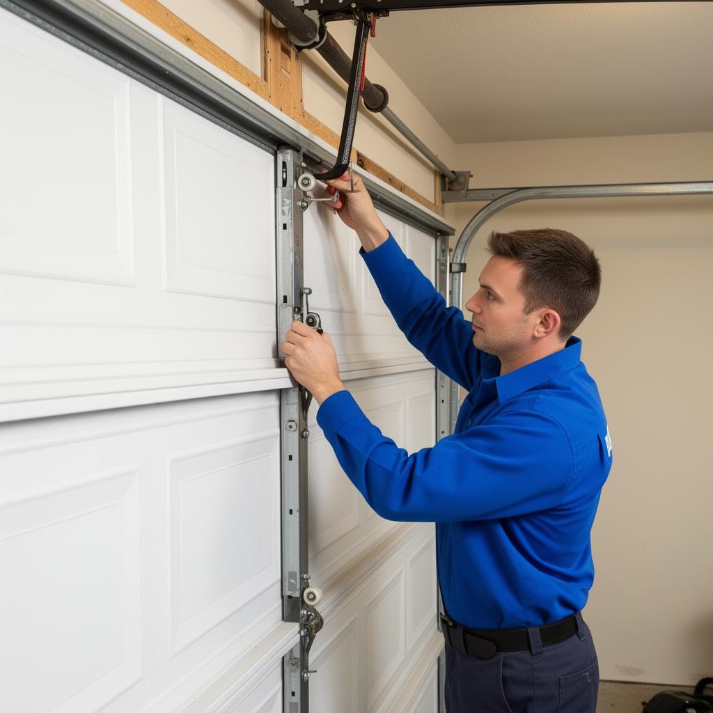 Dwyer Garage Doors technician professionally repairing a garage door mechanism